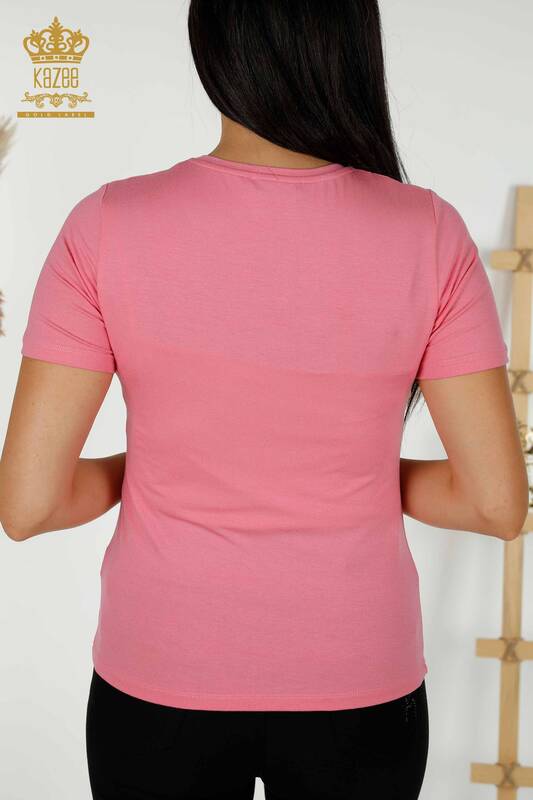 Wholesale Women's Blouse Patterned Pink - 79279 | KAZEE