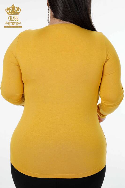 Wholesale Women's Blouse Patterned Saffron - 78997 | KAZEE