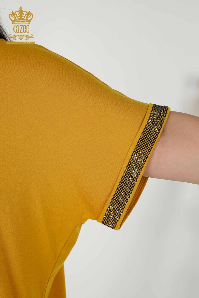 Wholesale Women's Blouse - Patterned - Saffron - 79325 | KAZEE - 6