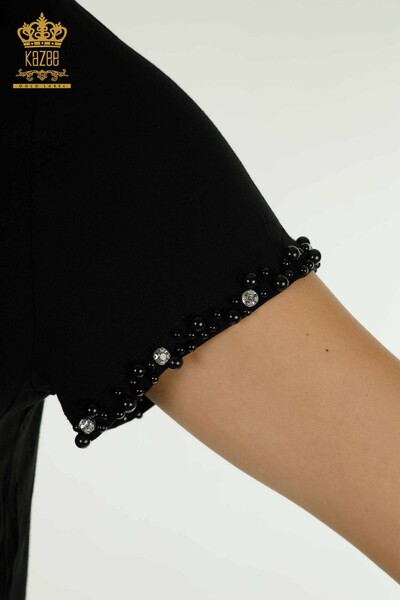 Wholesale Women's Blouse Short Sleeve Black - 79197 | KAZEE - Thumbnail