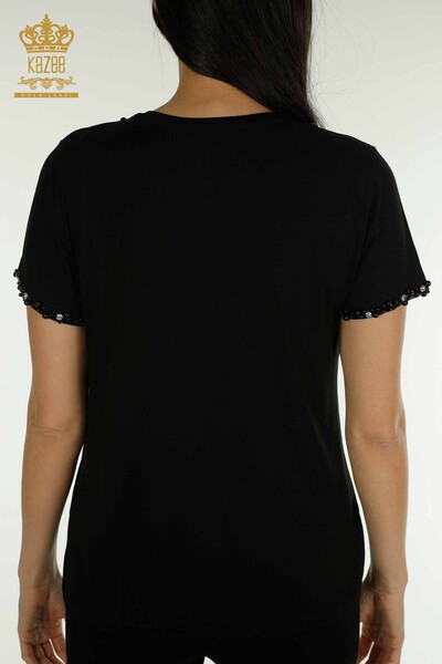 Wholesale Women's Blouse Short Sleeve Black - 79197 | KAZEE - Thumbnail