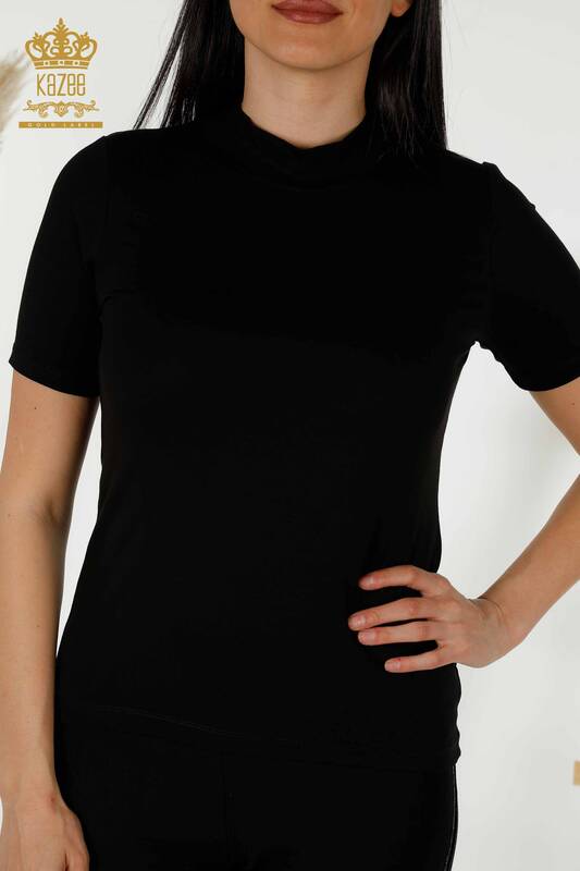 Wholesale Women's Blouse - Short Sleeve - Black - 79264 | KAZEE