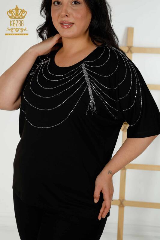 Wholesale Women's Blouse - Short Sleeve - Black - 79334 | KAZEE