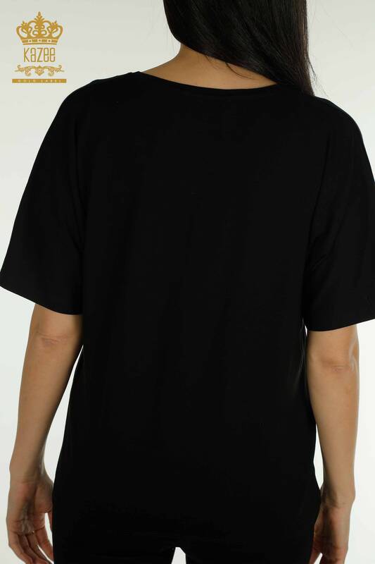 Wholesale Women's Blouse - Short Sleeve - Black - 79349 | KAZEE