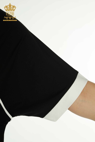 Wholesale Women's Blouse Short Sleeve Black - 79512 | KAZEE - Thumbnail