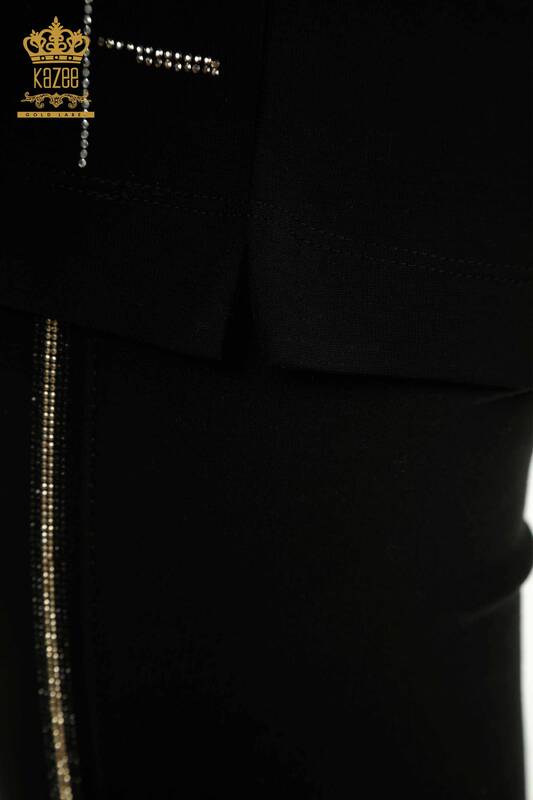 Wholesale Women's Blouse Short Sleeve Black - 79512 | KAZEE