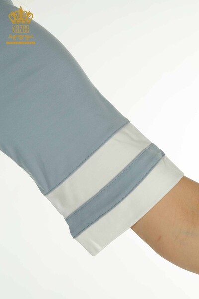 Wholesale Women's Blouse Short Sleeve Blue - 79536 | KAZEE - Thumbnail