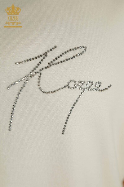 Wholesale Women's Blouse Short Sleeve Ecru - 79317 | KAZEE - Thumbnail