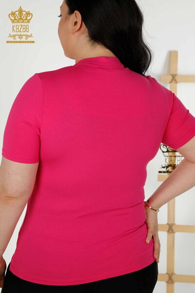 Wholesale Women's Blouse Short Sleeve Fuchsia - 79264 | KAZEE - Thumbnail