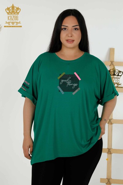 Wholesale Women's Blouse - Short Sleeve - Green - 79323 | KAZEE - Thumbnail