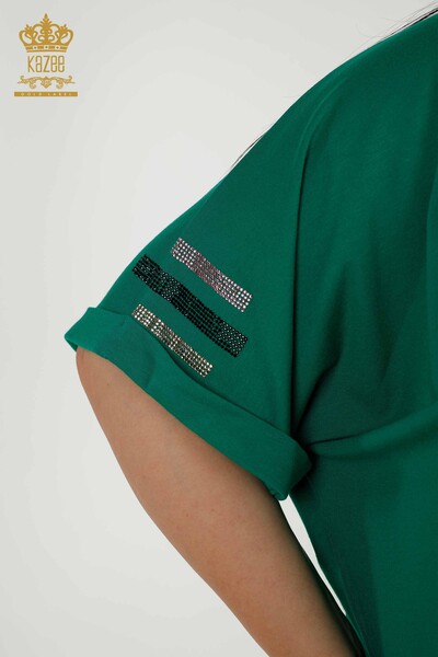 Wholesale Women's Blouse - Short Sleeve - Green - 79323 | KAZEE - 6