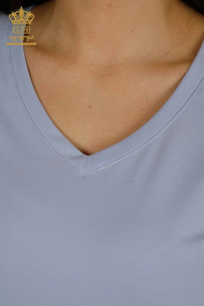 Wholesale Women's Blouse Short Sleeve Lilac - 79561 | KAZEE - Thumbnail
