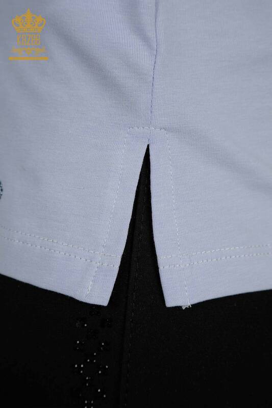 Wholesale Women's Blouse Short Sleeve Lilac - 79563 | KAZEE