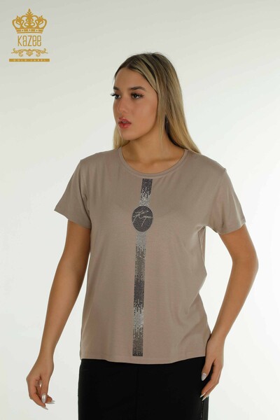 Wholesale Women's Blouse - Short Sleeve - Mink - 79239 | KAZEE - Thumbnail