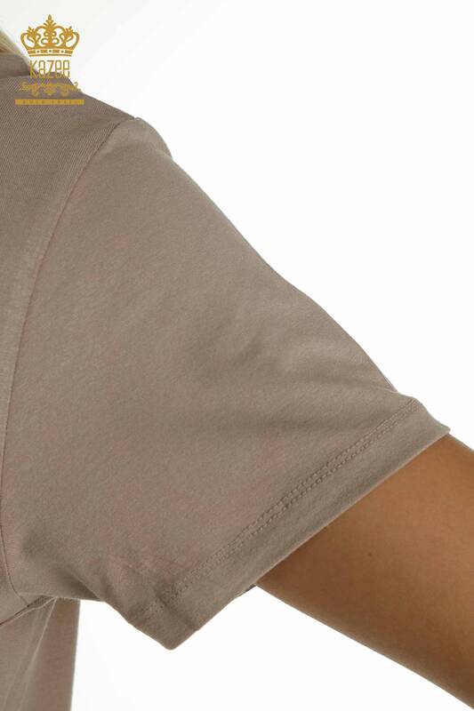 Wholesale Women's Blouse - Short Sleeve - Mink - 79239 | KAZEE