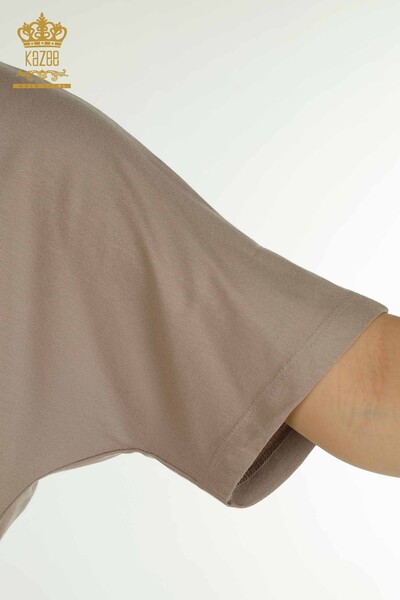 Wholesale Women's Blouse Short Sleeve Mink - 79302 | KAZEE - Thumbnail