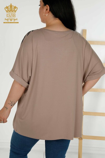Wholesale Women's Blouse - Short Sleeve - Mink - 79324 | KAZEE - Thumbnail