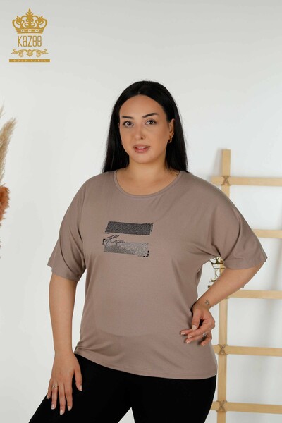 Wholesale Women's Blouse - Short Sleeve - Mink - 79349 | KAZEE - Thumbnail