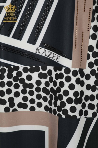 Wholesale Women's Blouse - Short Sleeve - Navy - 12043 | KAZEE - Thumbnail
