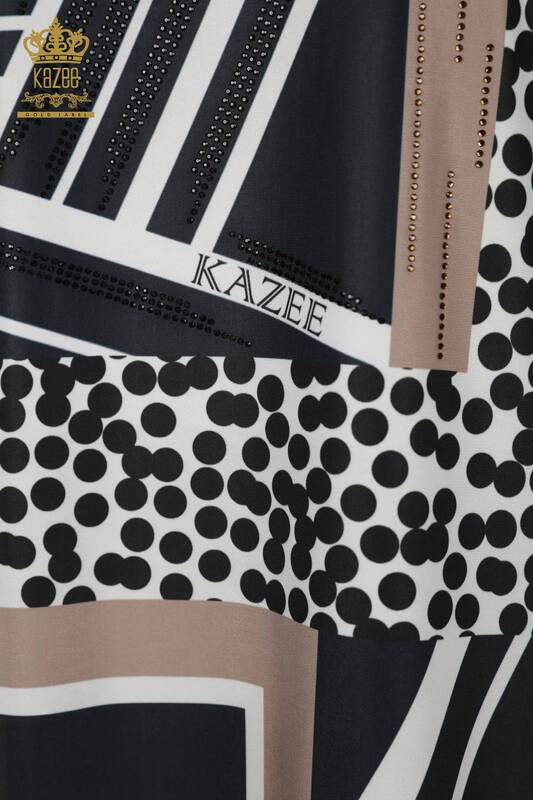 Wholesale Women's Blouse - Short Sleeve - Navy - 12043 | KAZEE