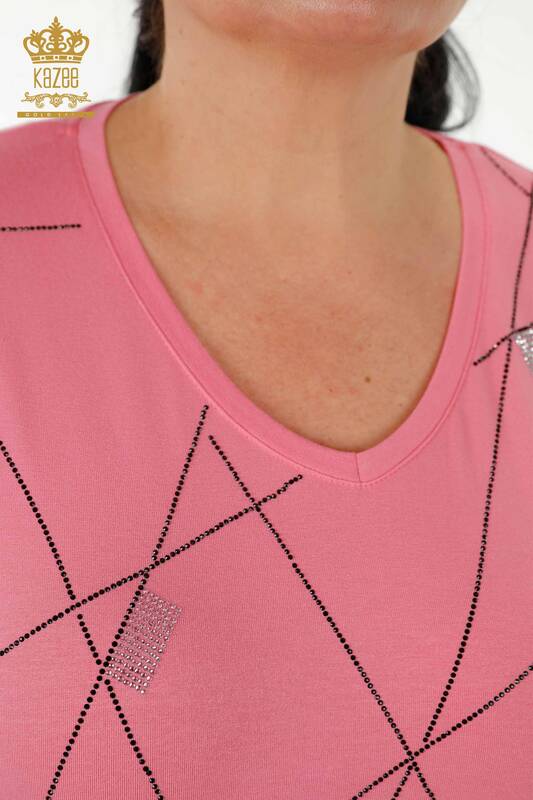 Wholesale Women's Blouse - Short Sleeve - Pink - 79288 | KAZEE