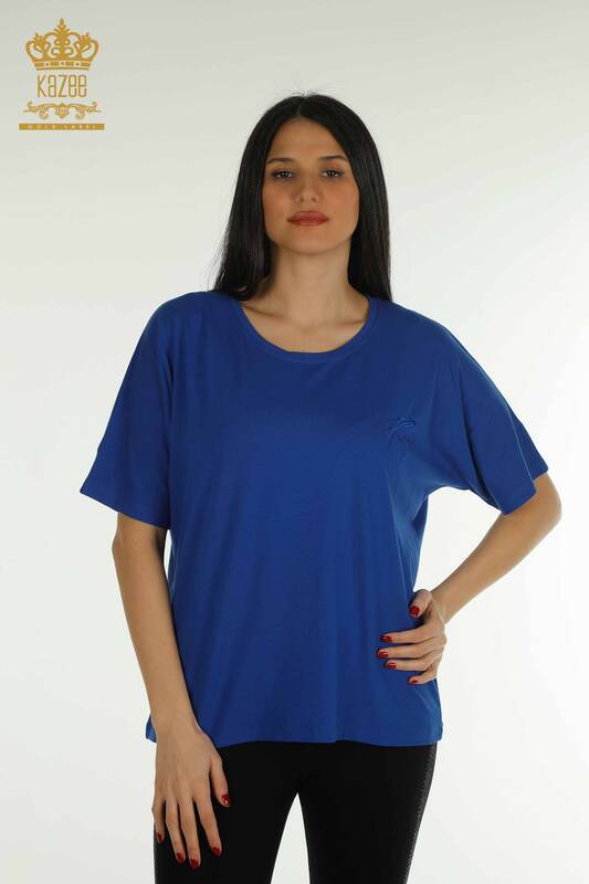 Wholesale Women's Blouse - Short Sleeve - Saks - 79302 | KAZEE