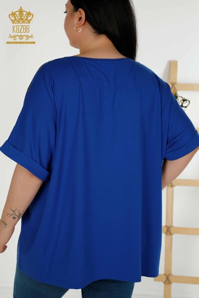 Wholesale Women's Blouse - Short Sleeve - Saks - 79324 | KAZEE - Thumbnail