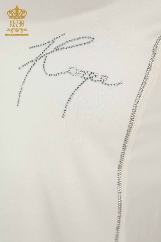 Wholesale Women's Blouse Short Sleeve White - 79226 | KAZEE
