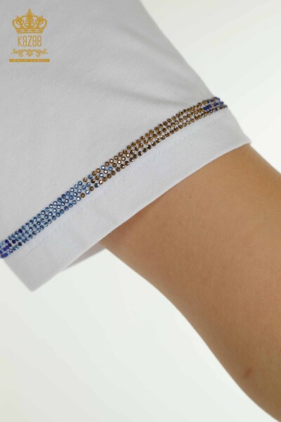 Wholesale Women's Blouse Short Sleeve White - 79511 | KAZEE - Thumbnail