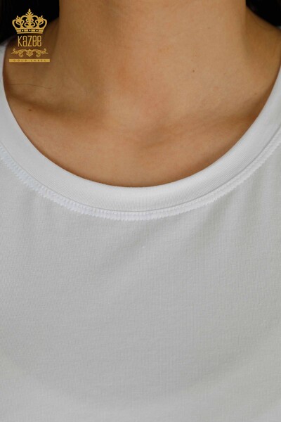 Wholesale Women's Blouse Short Sleeve White - 79563 | KAZEE - Thumbnail