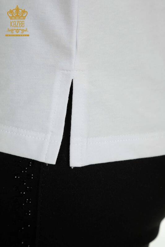 Wholesale Women's Blouse Short Sleeve White - 79563 | KAZEE