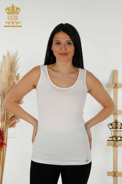 Wholesale Women's Blouse - Sleeveless - Basic - Ecru - 79262 | KAZEE - Thumbnail