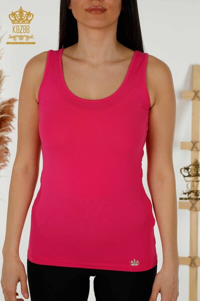 Wholesale Women's Blouse - Sleeveless - Basic - Fuchsia - 79262 | KAZEE - Thumbnail