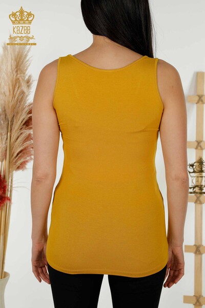 Wholesale Women's Blouse - Sleeveless - Basic - Saffron - 79262 | KAZEE - Thumbnail