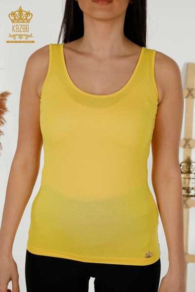 Wholesale Women's Blouse - Sleeveless - Basic - Yellow - 79262 | KAZEE - Kazee (1)