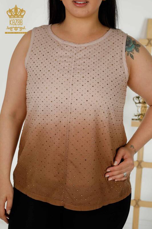 Wholesale Women's Blouse Sleeveless Mink - 79218 | KAZEE