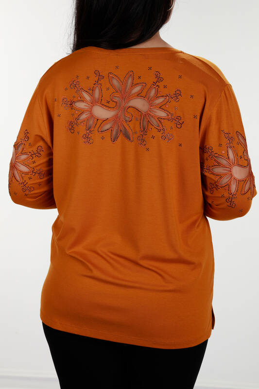 Wholesale Women's Blouse Sleeves Detailed Stone Embroidered - 77928 | KAZEE