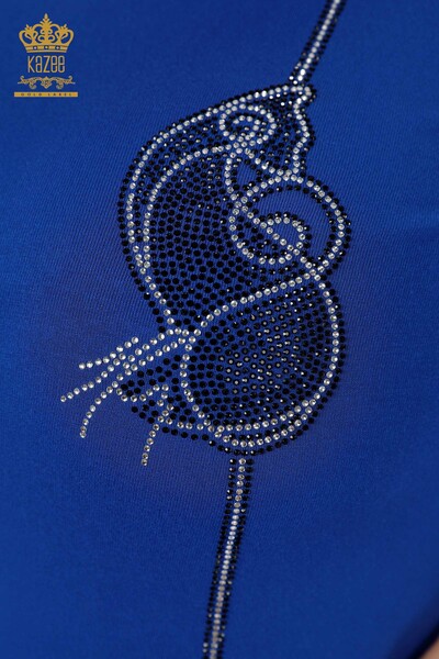 Wholesale Women's Blouse Stone Embroidered Crew Neck Saks - 79000 | KAZEE - Thumbnail