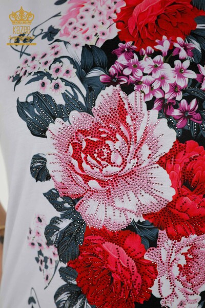 Wholesale Women's Blouse - Stone Embroidered - Digital - 12080 | KAZEE - Thumbnail