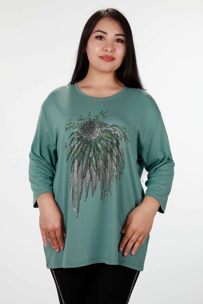 Wholesale Women's Blouse With Stone Embroidered Flower Detail - 78943 | KAZEE - Thumbnail