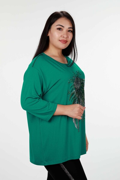 Wholesale Women's Blouse With Stone Embroidered Flower Detail - 78943 | KAZEE - Thumbnail