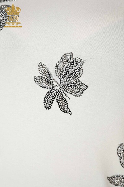 Wholesale Women's Blouse Stone Embroidered Floral Pattern Viscose - 79001 | KAZEE - Thumbnail