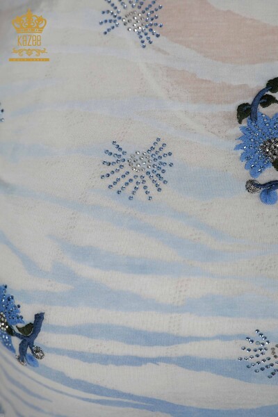 Wholesale Women's Blouse - Stone Embroidered - Indigo - 79138 | KAZEE - Thumbnail