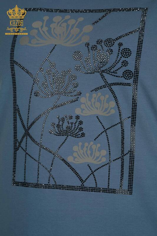 Wholesale Women's Blouse Stone Embroidered Indigo - 79863 | KAZEE