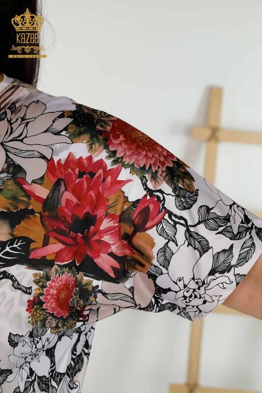 Wholesale Women's Blouse - Stone Embroidered - Mink - 12026 | KAZEE