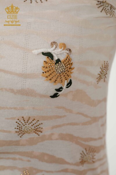 Wholesale Women's Blouse - Stone Embroidered - Mink - 79138 | KAZEE - Thumbnail