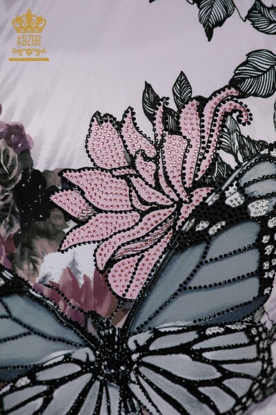 Wholesale Women's Blouse - Stone Embroidered - Pink - 12026 | KAZEE - Thumbnail (2)