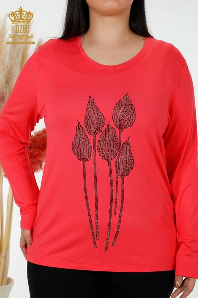 Wholesale Women's Blouse Stone Embroidered Pomegranate Flower - 79041 | KAZEE - Thumbnail