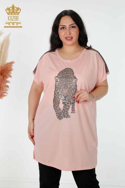 Wholesale Women's Blouse Stone Embroidered Powder - 77604 | KAZEE - 1