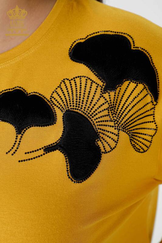 Wholesale Women's Blouse Stone Embroidered Saffron - 78952 | KAZEE